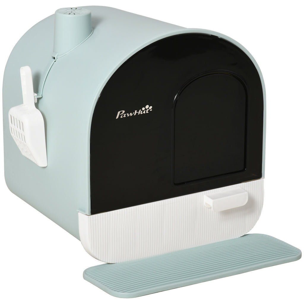 Cat Litter Box With Lid – Enclosed Indoor Cat Toilet With Tray, Scoop & Strainer for Easy Cleaning | Cat Drinking & Feeding – furn3