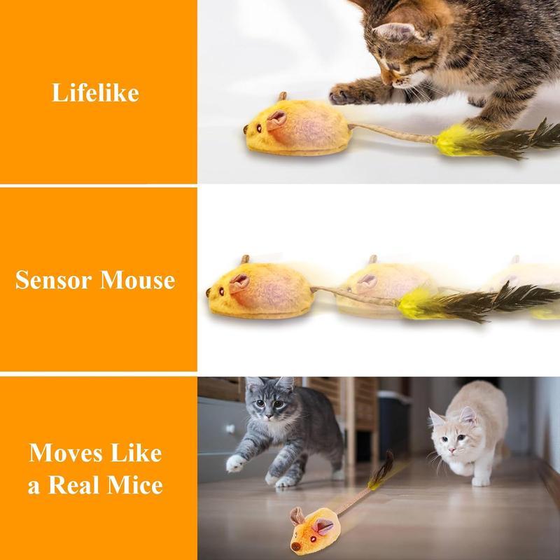 Interactive LED Cat Mouse Toy – USB Rechargeable, Motion-Activated with Catnip & Feather Tail