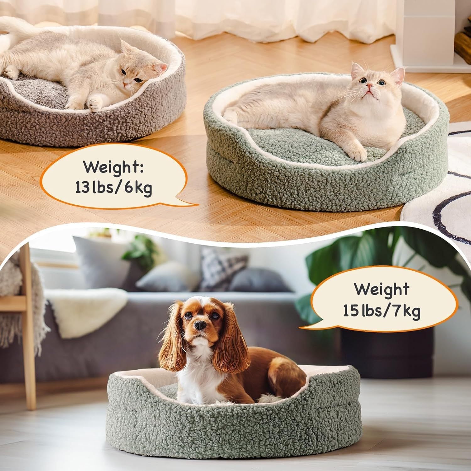 Washable Pet Bed – 23x23x7" Round Orthopedic Bed for Cats & Small Dogs | Cat Drinking & Feeding – bed39