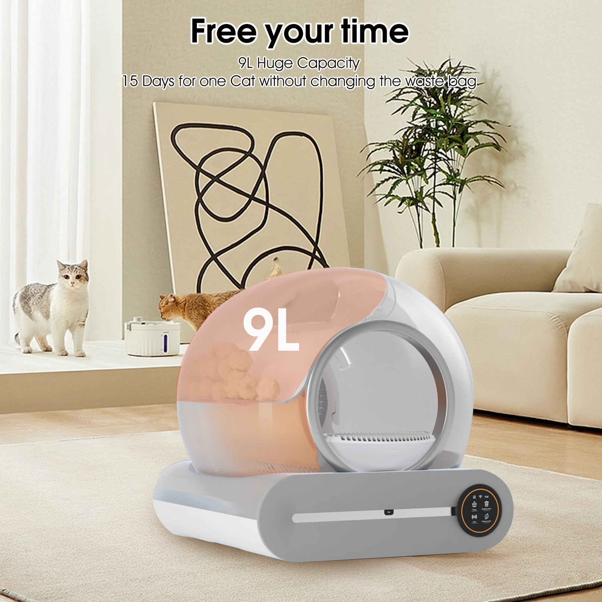 Self-Cleaning Litter Box – Intelligent Automatic Scooping & Deodorization with App Control and 2.4G WiFi | Cat Drinking & Feeding – furn14