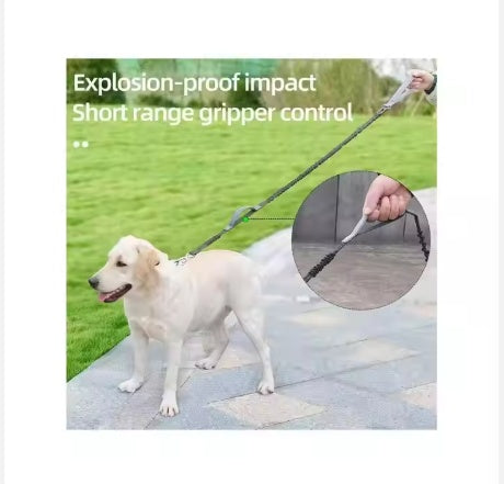 Heavy-Duty Explosion-Proof Dog Leash – 4-6ft Impact-Resistant Lead with Padded Double Handle & Car Seat Buckle ACS15