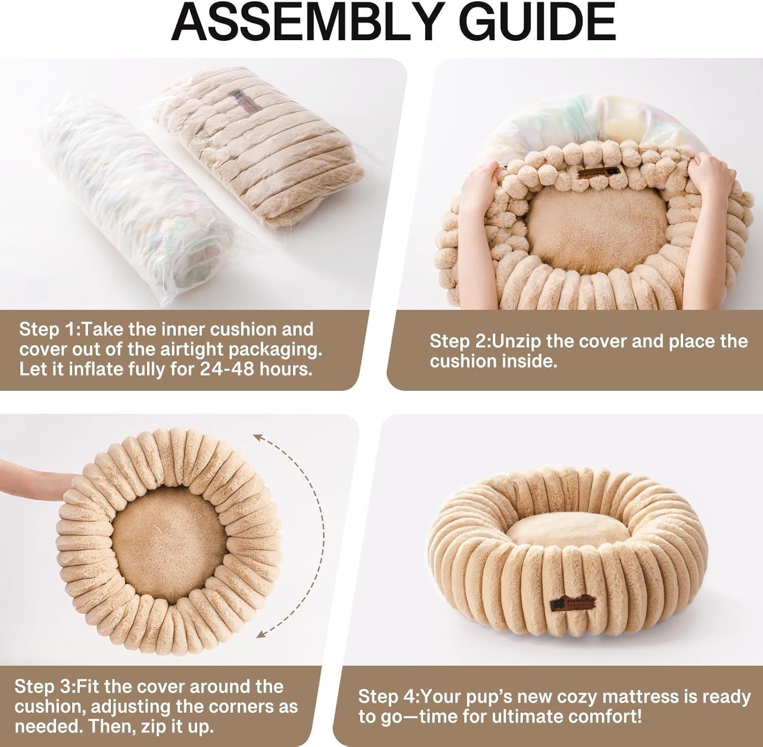 Donut Cat Bed – Washable Fluffy Calming Bed for Cats & Small Dogs | Cat Drinking & Feeding – bed32