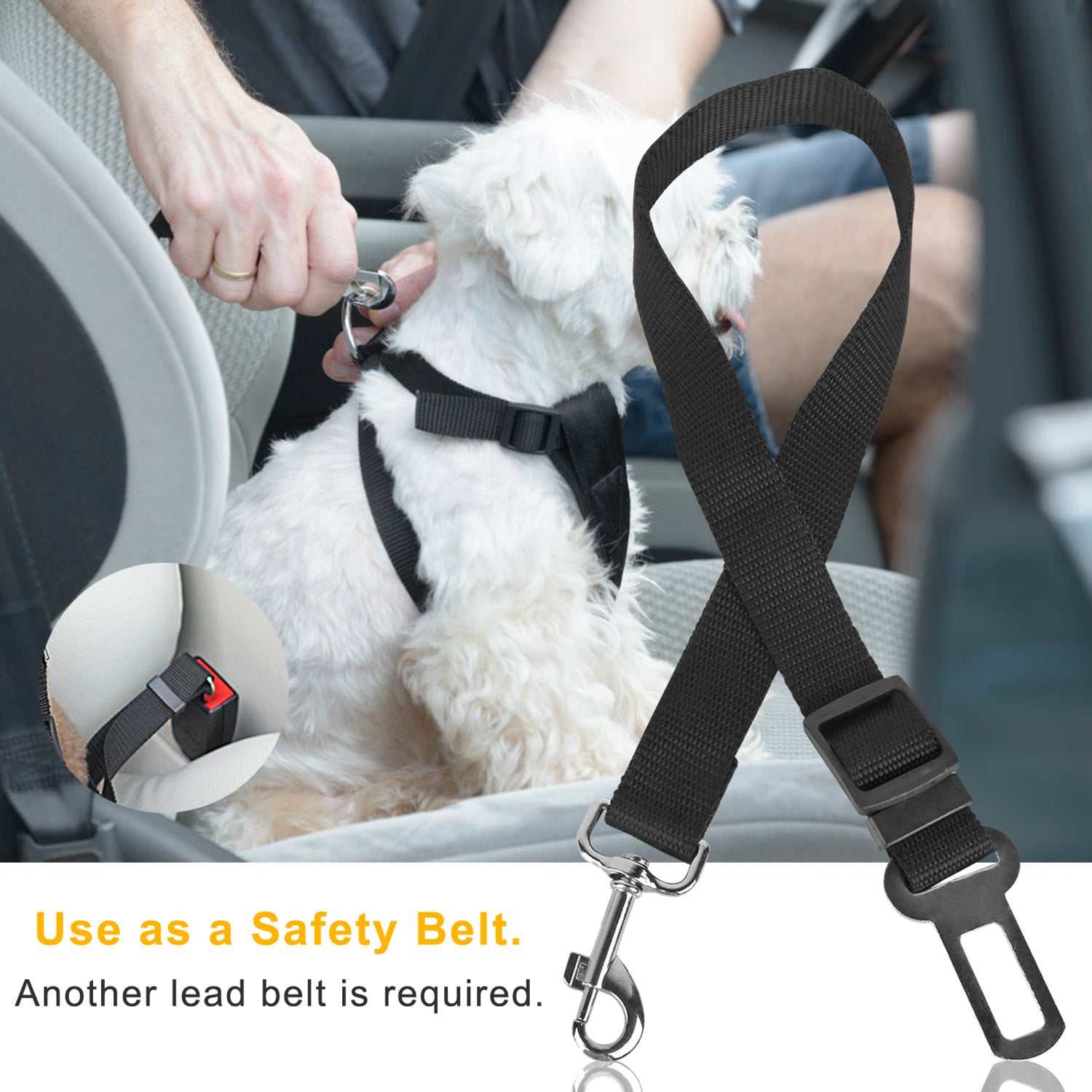 2-Pack Pet Seat Belt Leash – Adjustable Nylon Safety Harness Strap for Dogs & Cats in Cars, Perfect for Travel & Drinking & Feeding Stops COL 26