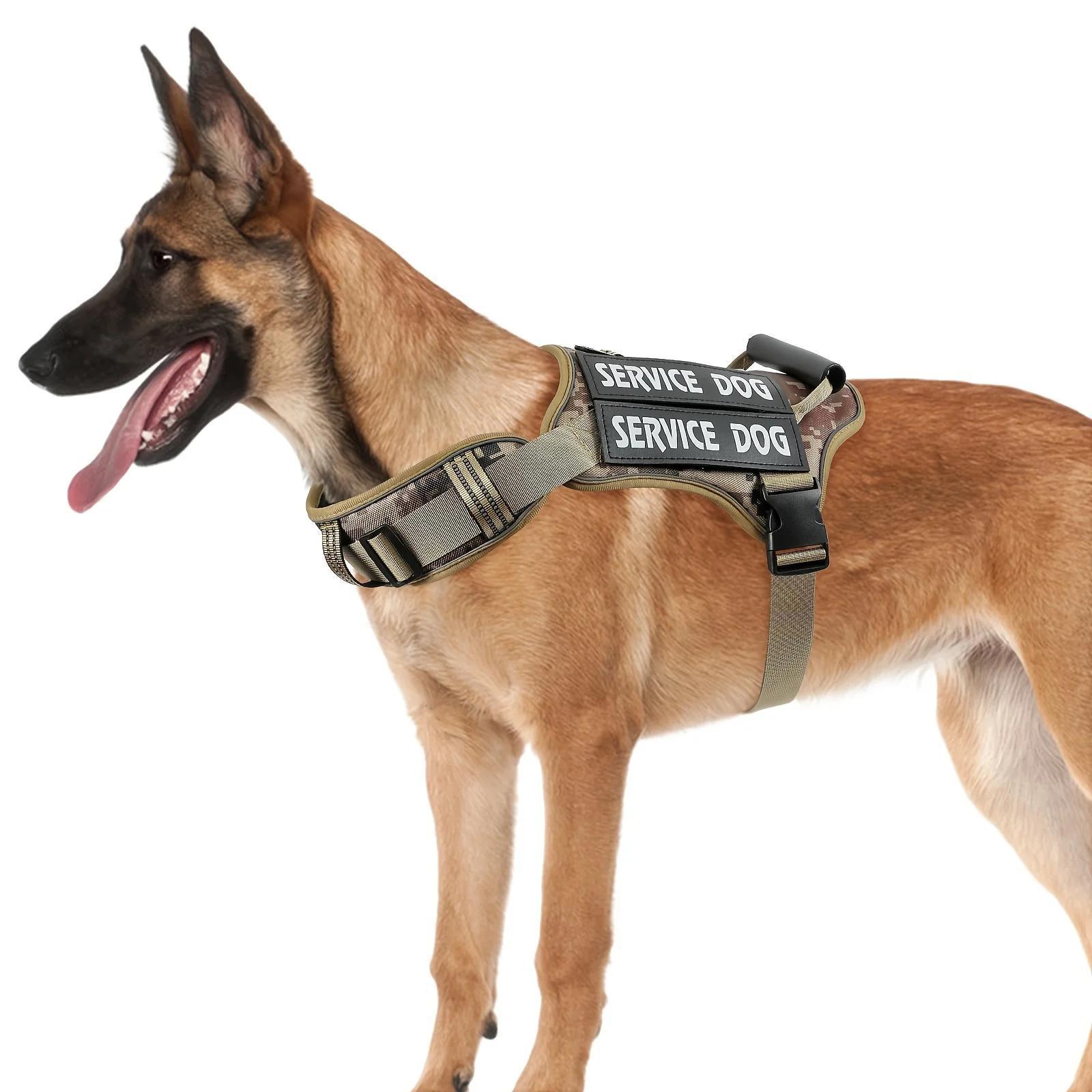 Tactical Service Dog Vest Harness – Anti-Pull, Adjustable & Reflective Pet Gear with Control Handle for Easy Walking, Training & Drinking & Feeding Areas COL 27
