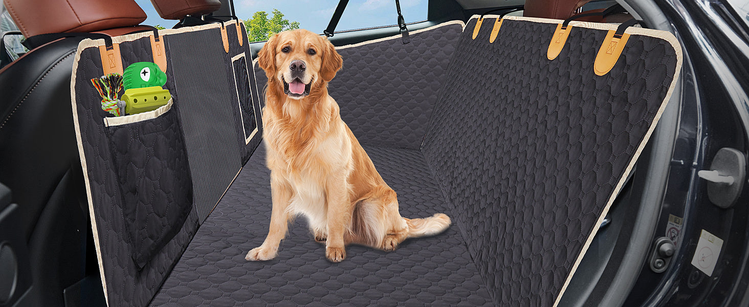 Waterproof Back Seat Extender for Dogs – Hard Bottom Detachable Car Hammock with Nonslip 600D Fabric & Carrying Bag ACS31