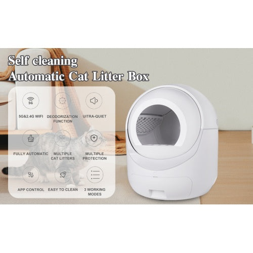 Smart Automatic Litter Box – App-Controlled Cat Toilet with 4G WiFi & Double Deodorization System | Cat Drinking & Feeding – furn18