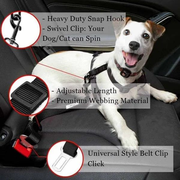 2-Pack Pet Safety Seatbelt – Adjustable Car Seat Harness for Cats & Dogs, Ideal for Travel & Drinking & Feeding Stops COL 24