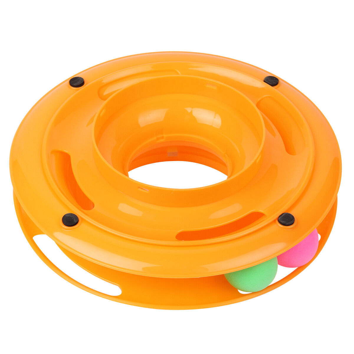 Interactive Cat Tower Toy – 3-Level Spinning Ball Amusement Track