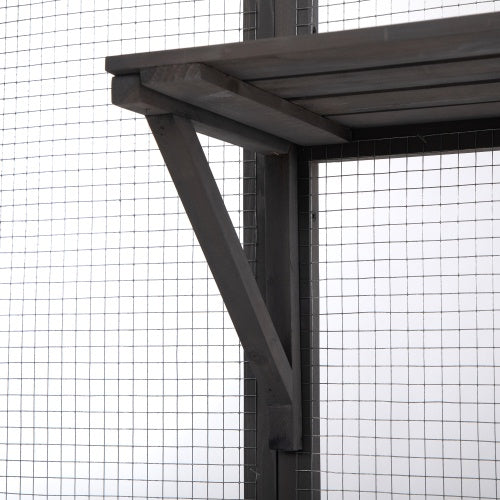 Oversized Cat Cage – Spacious Grey Enclosure for Multiple Cats with Multi-Level Platforms & Easy Access | Cat Drinking & Feeding – furn43