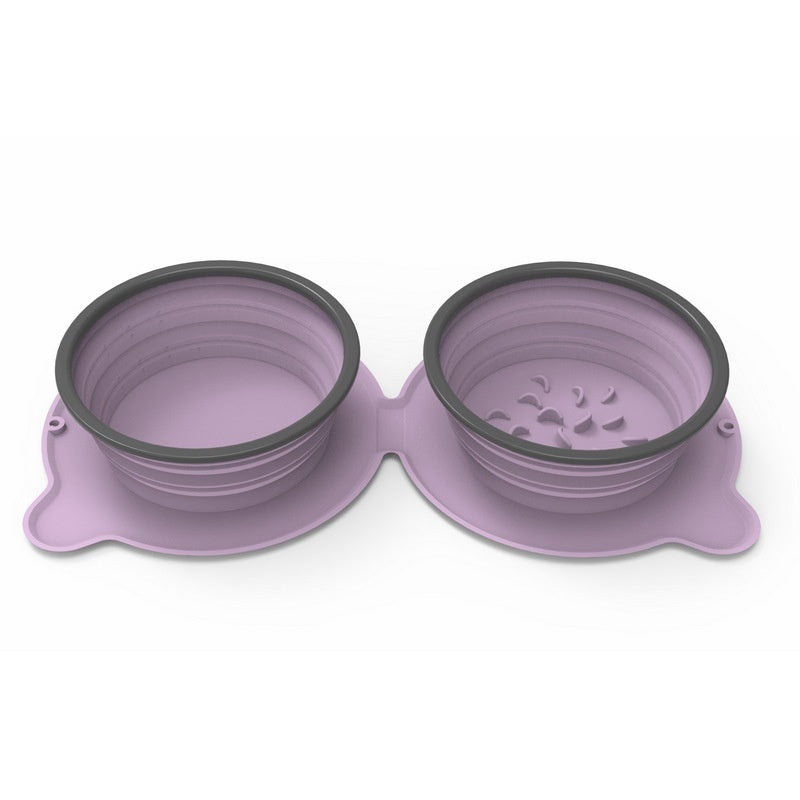 Foldable Travel Pet Bowl – Dual Food & Water Dish for Dogs & Cats