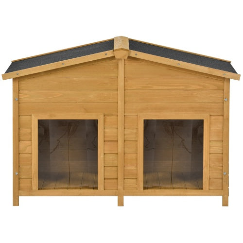Large Wooden Dog House Outdoor – Hut Style Pet Shelter with Porch and Dual Doors for Medium to Large Dogs | Cat Drinking & Feeding – furn23