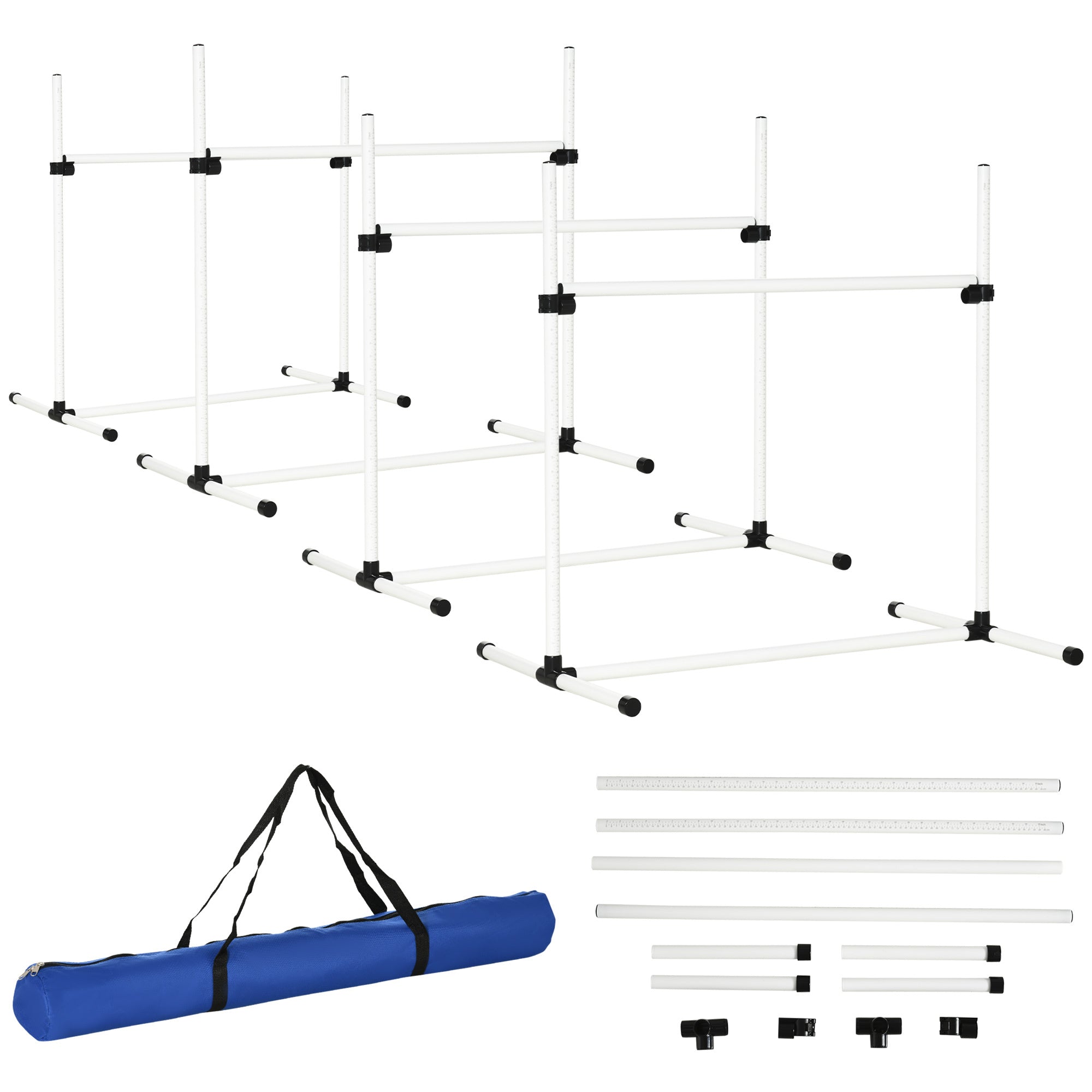 4-Piece Dog Agility Training Set – Height-Adjustable Jumping Poles, Hurdles & Exercise Equipment for Small to Large Dogs