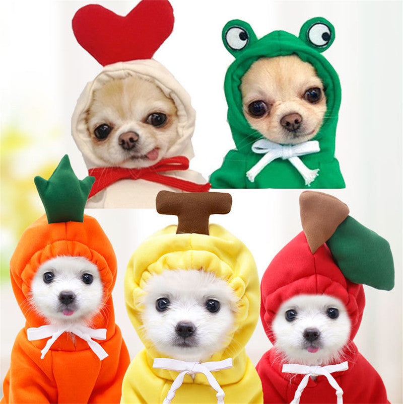 Cute Fruit Dog Hoodie – Winter Warm Fleece Outfit for Small Dogs & Cats, Frenchie & Chihuahua Coat CLS