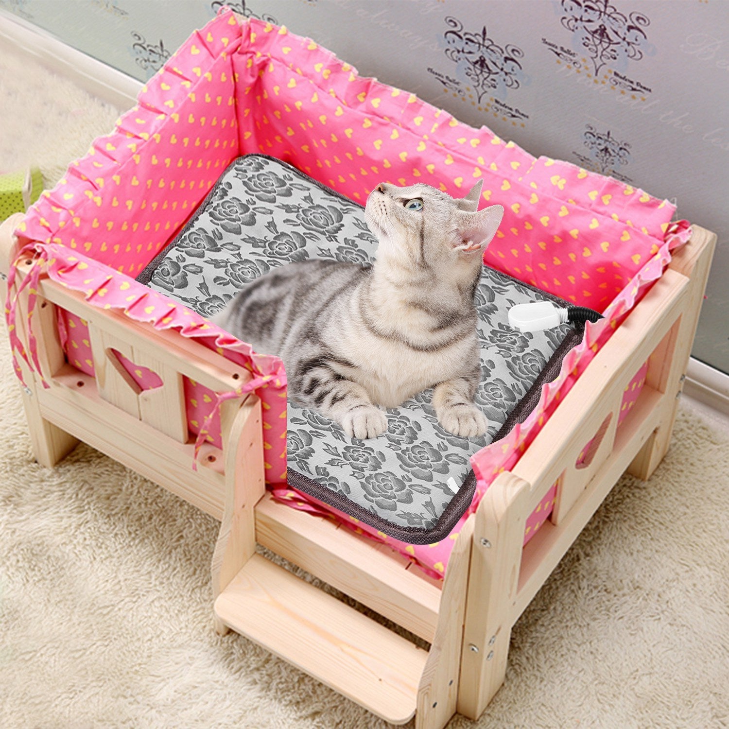 Electric Pet Heating Pad – Waterproof Adjustable Warming Mat with Chew-Resistant Steel Cord | Cat Drinking & Feeding – bed87