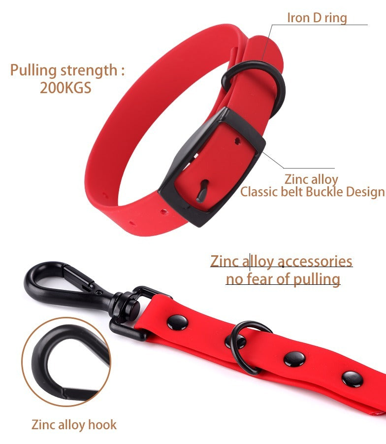 Waterproof Pet Silicone Collar & Leash Set – Easy-to-Clean, Adjustable for Small & Large Dogs, Ideal for Drinking & Feeding Areas COL 17