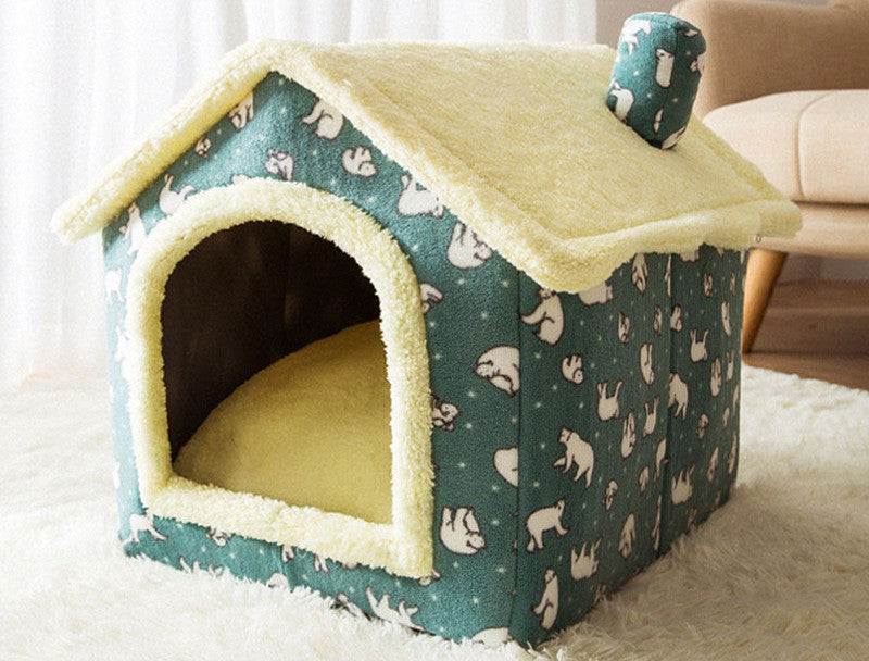 Foldable Dog & Cat Bed – Warm Enclosed Winter Kennel with Removable Nest | Cat Drinking & Feeding – bed5