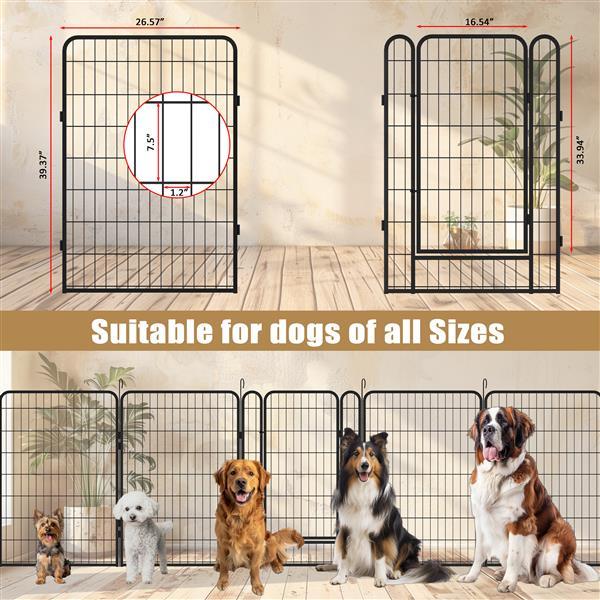 8-Piece Heavy-Duty Metal Pet Playpen Fence – Portable Exercise Panels for Dogs & Cats ACS26