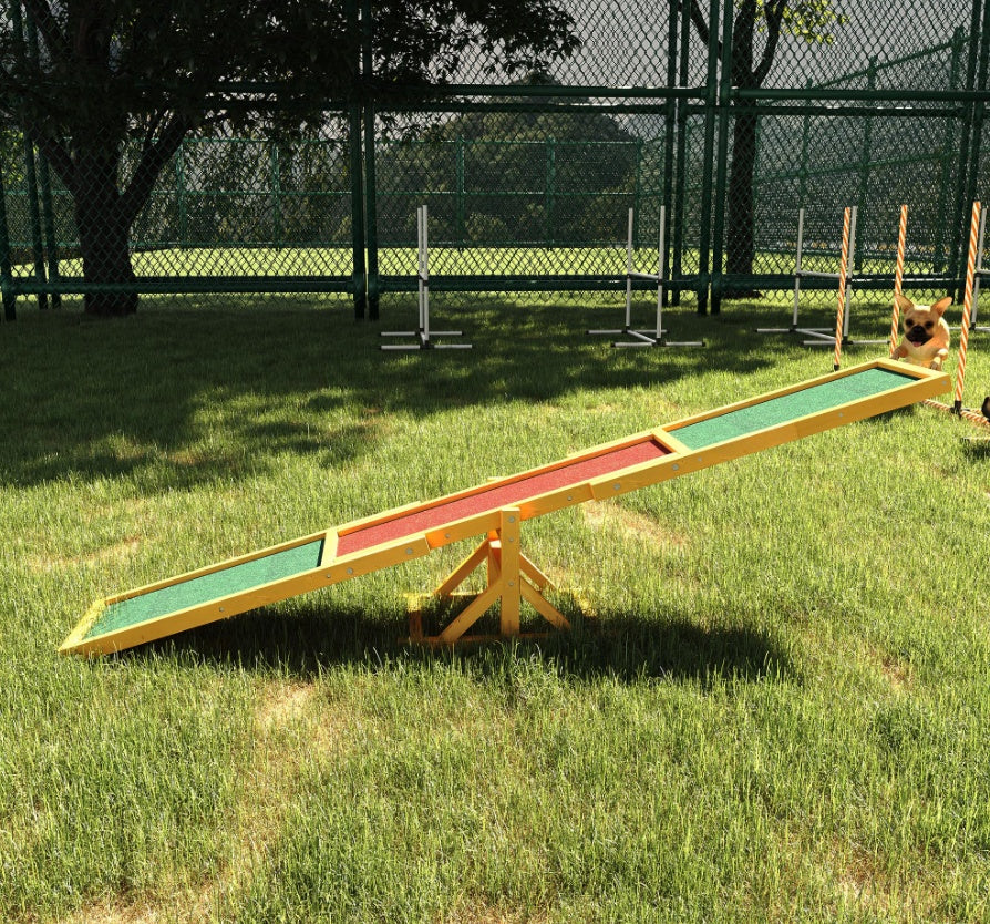 Wooden Dog Agility Seesaw – 71" Weather-Resistant Training & Exercise Equipment for Outdoor Use (Natural Finish)