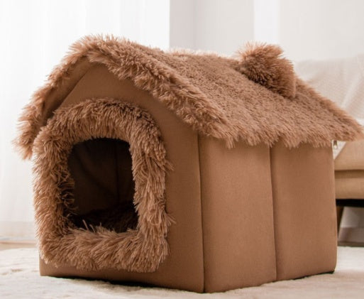 Foldable Dog & Cat Bed – Warm Enclosed Winter Kennel with Removable Nest | Cat Drinking & Feeding – bed5