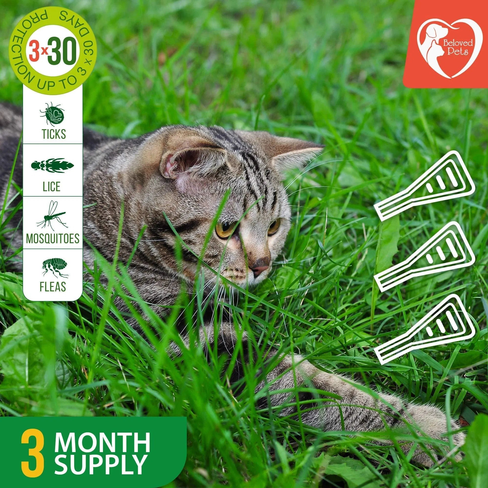 Feeding Natural Flea & Tick Prevention Drops for Dogs, Cats & Rabbits – Topical Mosquito Repellent & Home Pest Control for Small & Large Pets (3 Dose Pack)