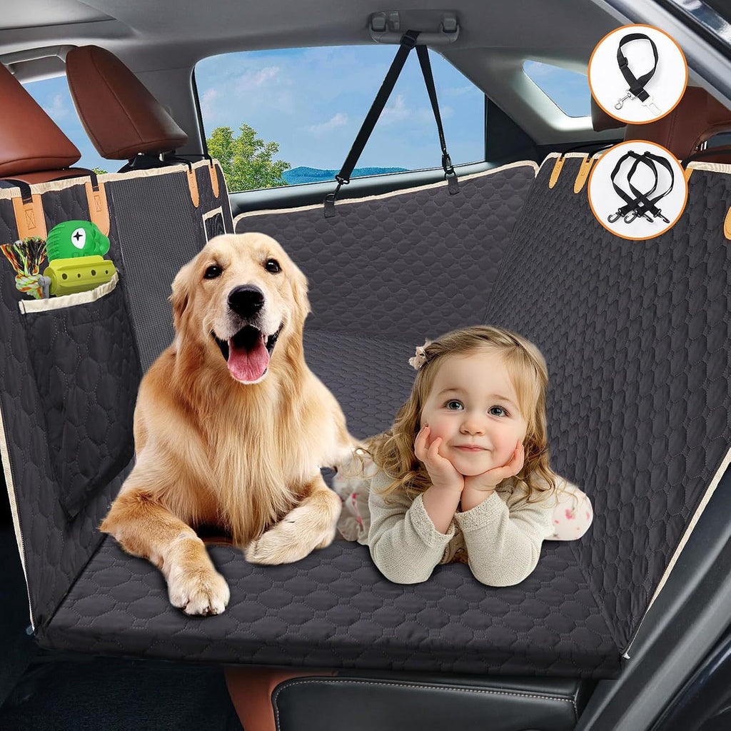 Waterproof Back Seat Extender for Dogs – Hard Bottom Detachable Car Hammock with Nonslip 600D Fabric & Carrying Bag ACS31