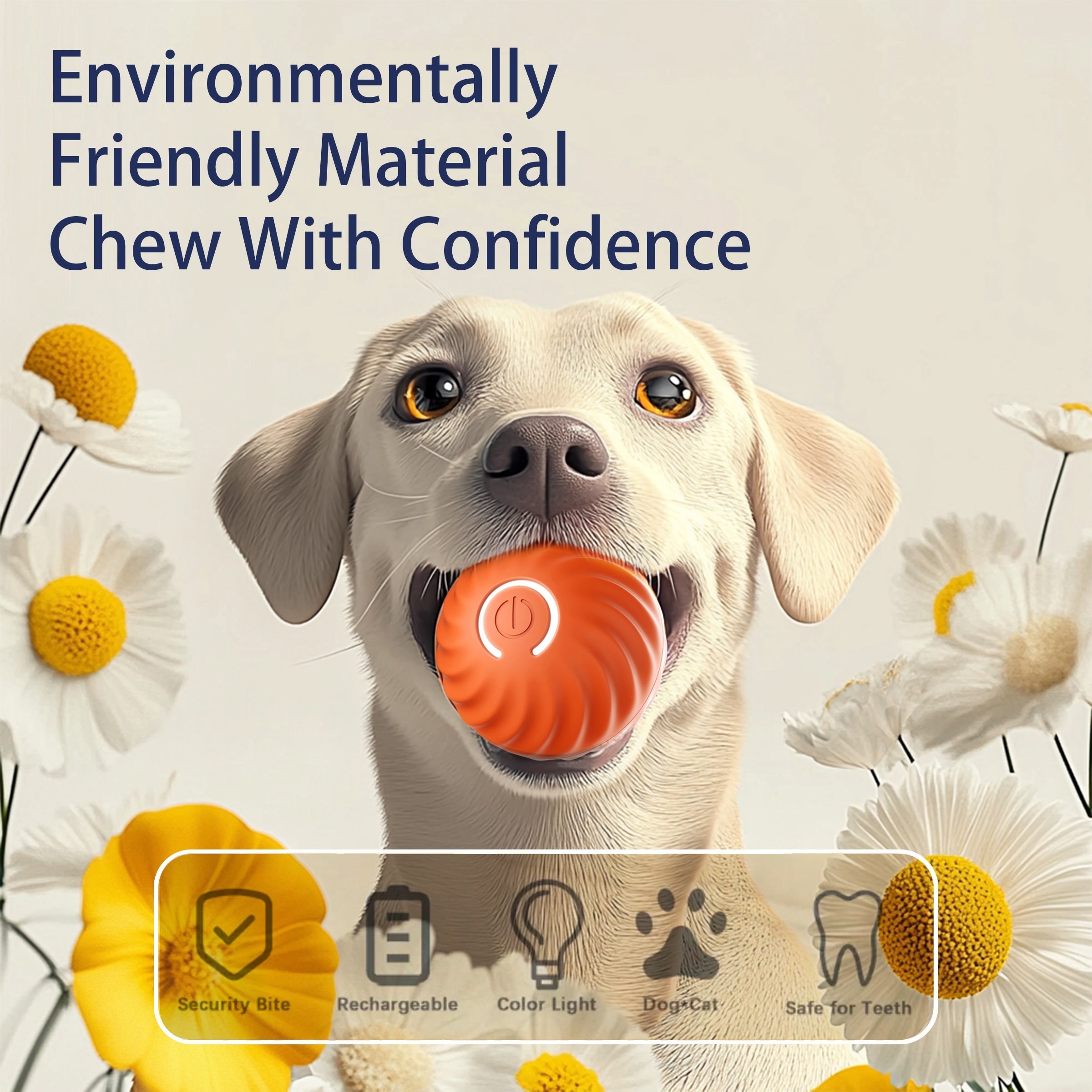 Interactive Bouncing Ball Dog Toy – Smart, USB Rechargeable & Silent