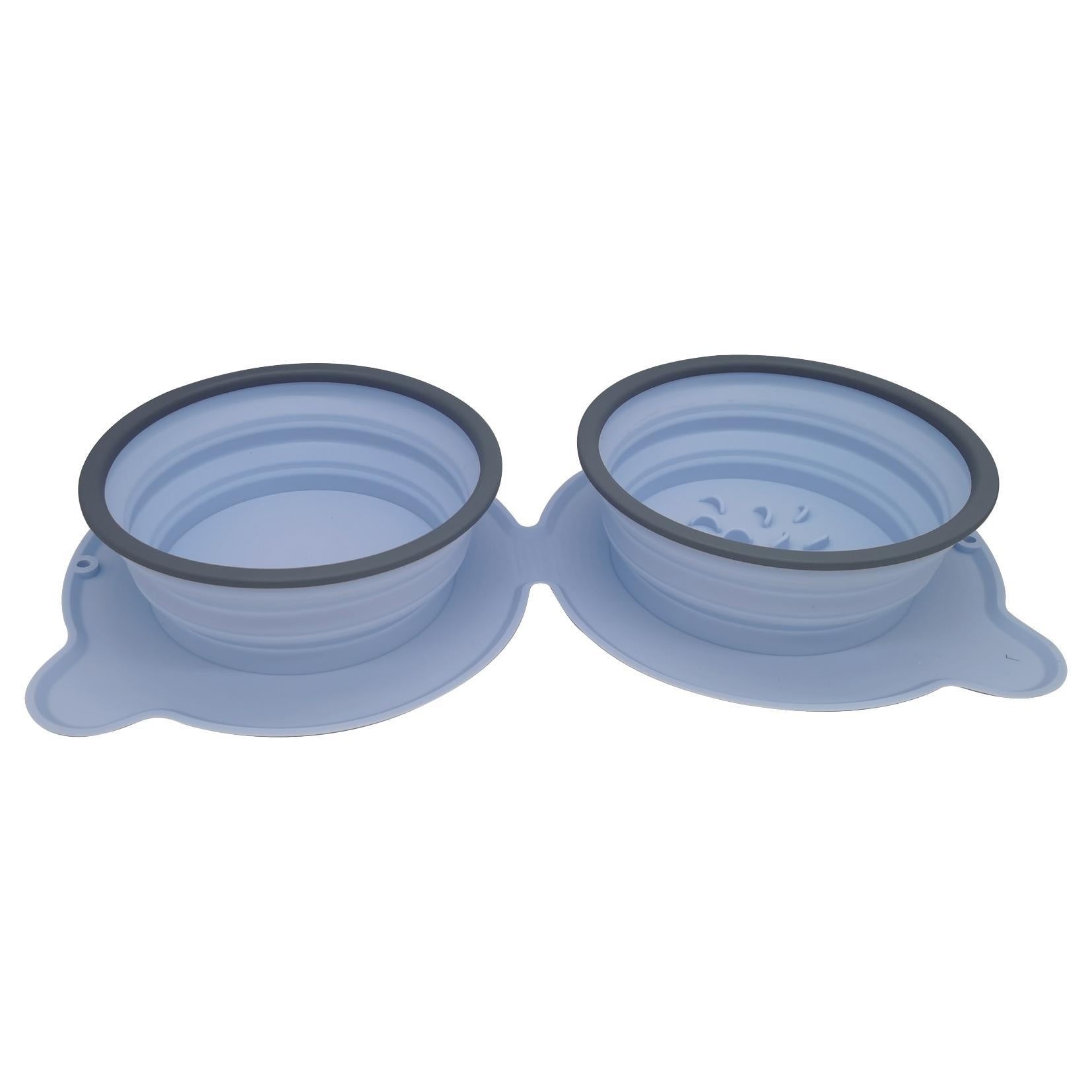 Foldable Travel Pet Bowl – Dual Food & Water Dish for Dogs & Cats