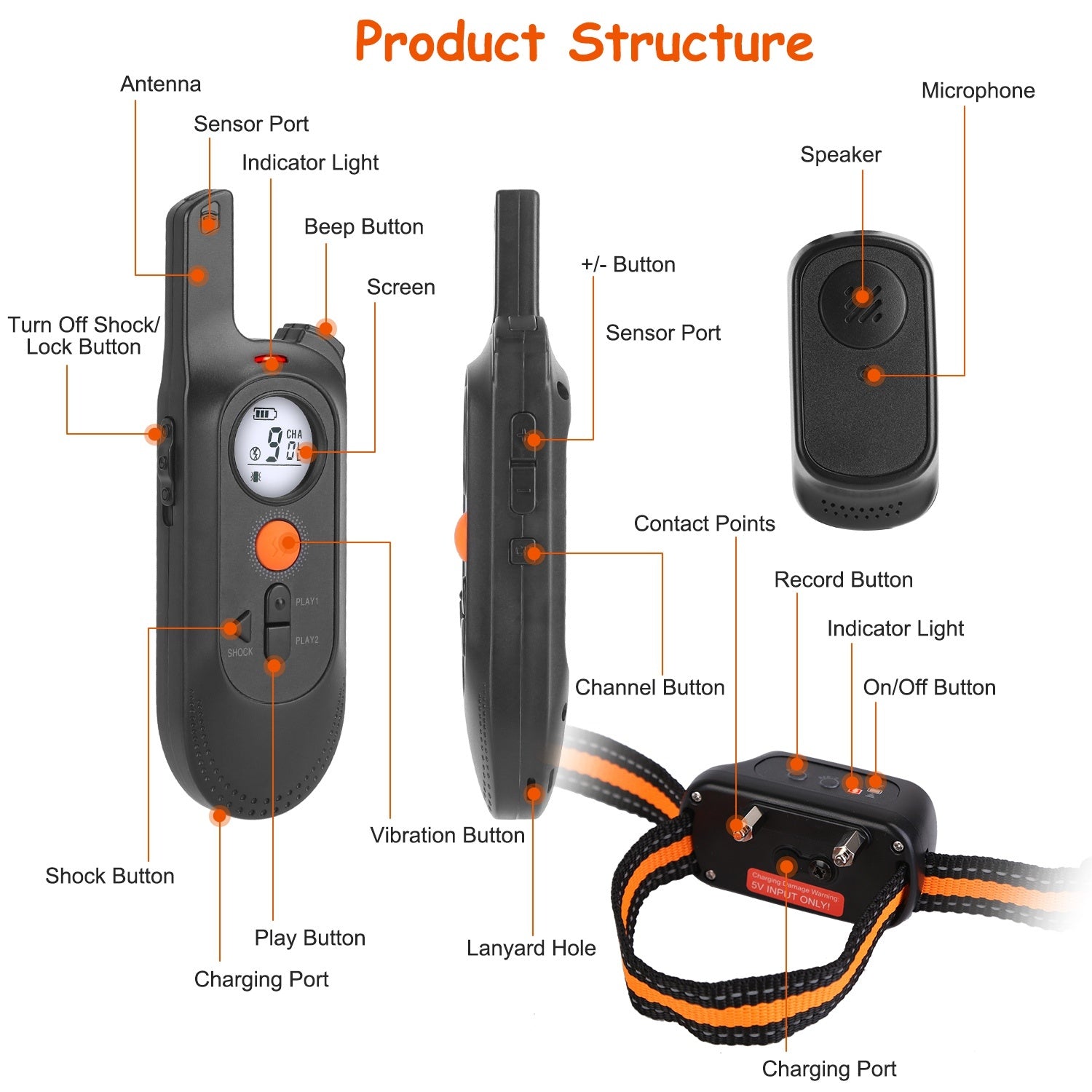 984FT Dog Training Collar – IP65 Waterproof Rechargeable Trainer with Beep, Vibration, Shock, 3 Channels & Safety Lock ACS48
