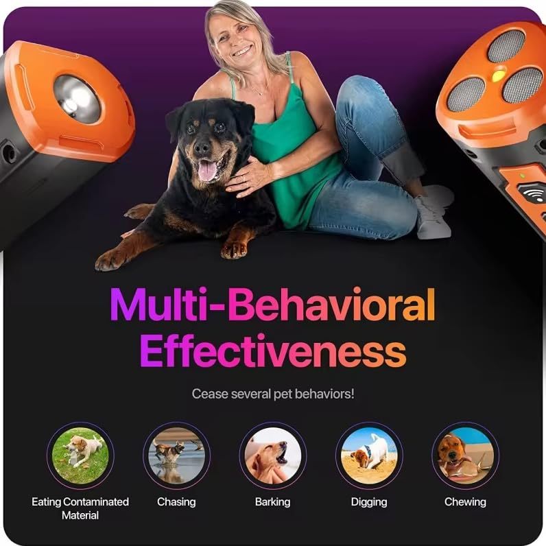 Dog Bark Deterrent Training Device – 50ft Range Anti-Bark Tool for Behavior Correction & Collar Support ACS25