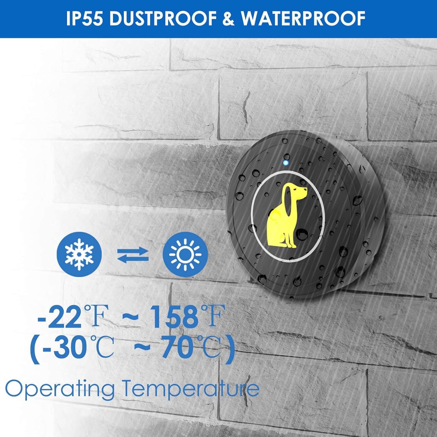 Waterproof Dog Doorbell with Touch Button – Puppy Training Bell for Sliding Doors & Outdoor Potty Alert ACS30