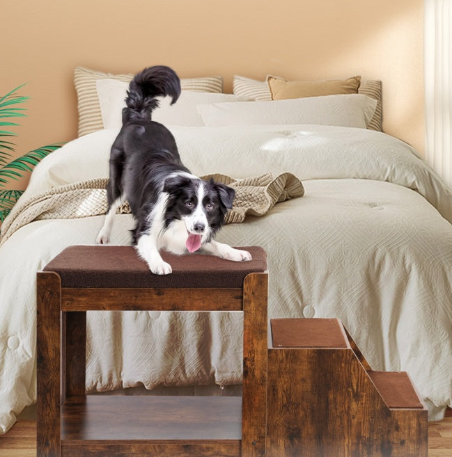 Pet Bunk Bed with Removable Step – Multi-Level Indoor Bed with Cushion & Cat Scratch Pad | Cat Drinking & Feeding – bed96