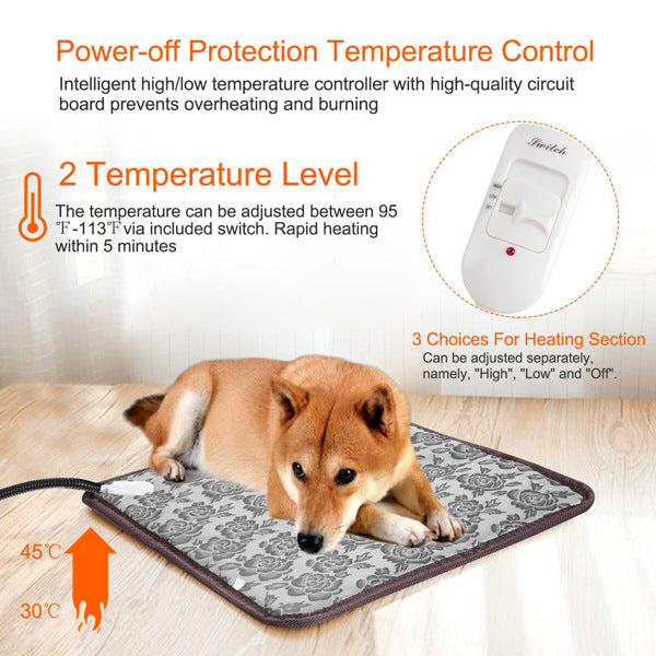 Pet Heating Pad – Waterproof Adjustable Warm Blanket with Anti-Bite Steel Cord | Cat Drinking & Feeding – bed61