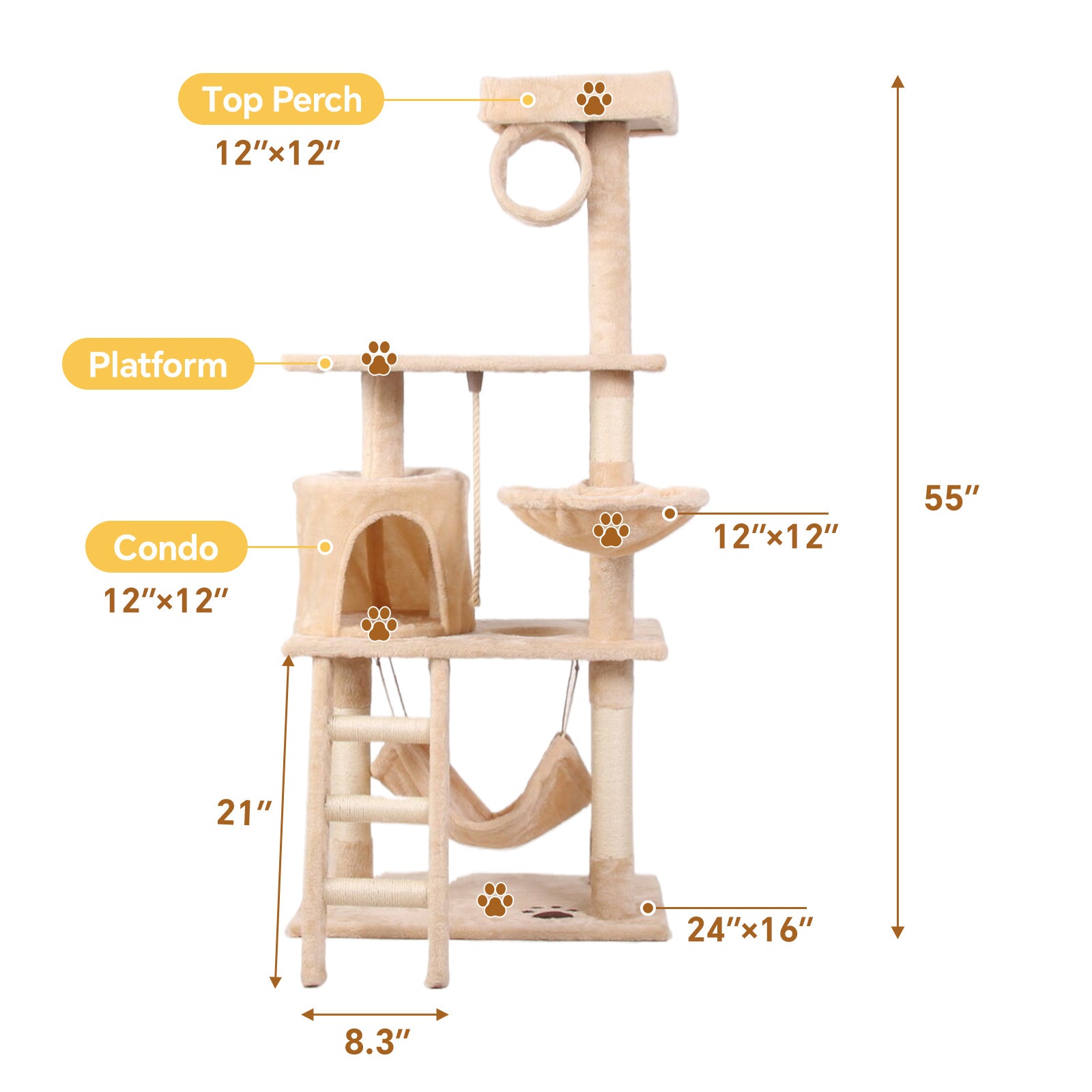 Cat Climbing Frame – Multi-Level Indoor Play Tower with Scratching Posts & Rest Platforms for Active Cats | Cat Drinking & Feeding – furn20