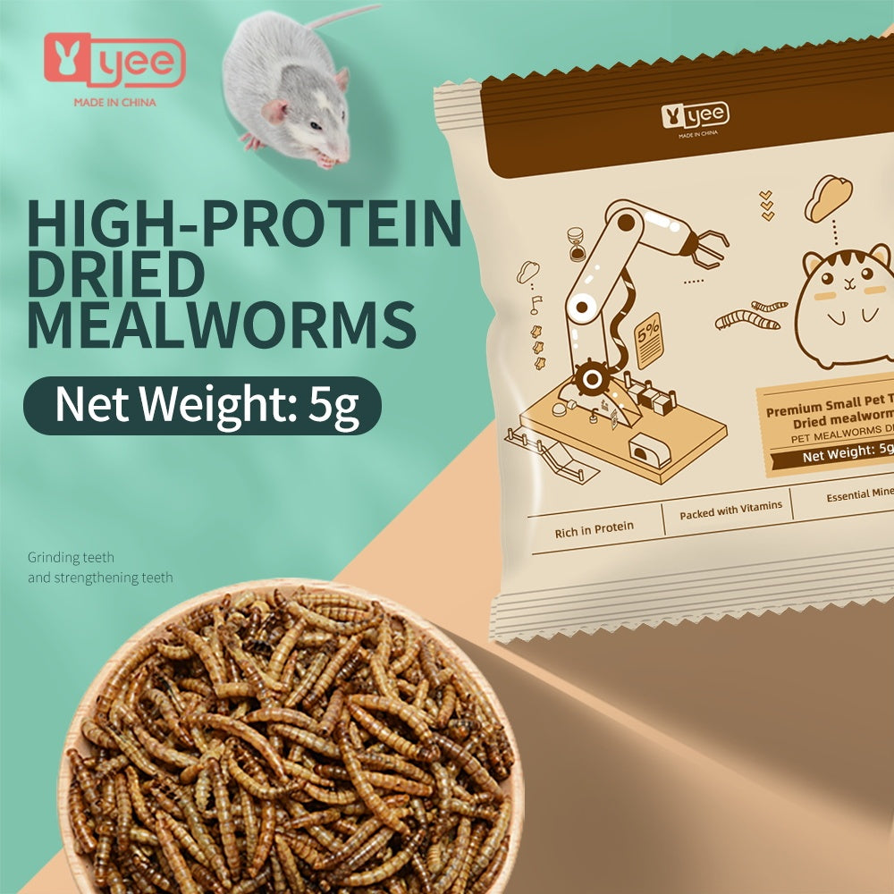 Feeding Dried Mealworms for Small Pets – High-Protein Natural Treat for Birds, Hamsters, Reptiles & Fish (5g Pack)