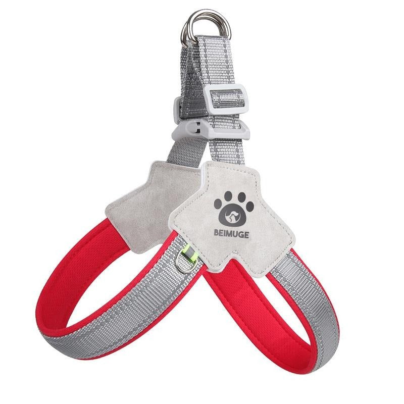 No-Pull Reflective Pet Harness & Leash Set – Adjustable Leather Control Harness for Dogs & Cats COL11