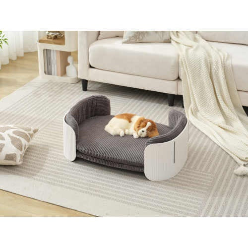Scandinavian Style Cat Couch Bed – Elevated Indoor Pet Sofa with Removable Mattress Cover for Cats, Puppies & Small Pets | Cat Drinking & Feeding – furn10