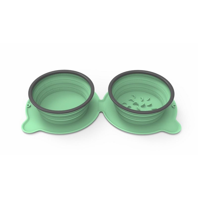 Foldable Travel Pet Bowl – Dual Food & Water Dish for Dogs & Cats