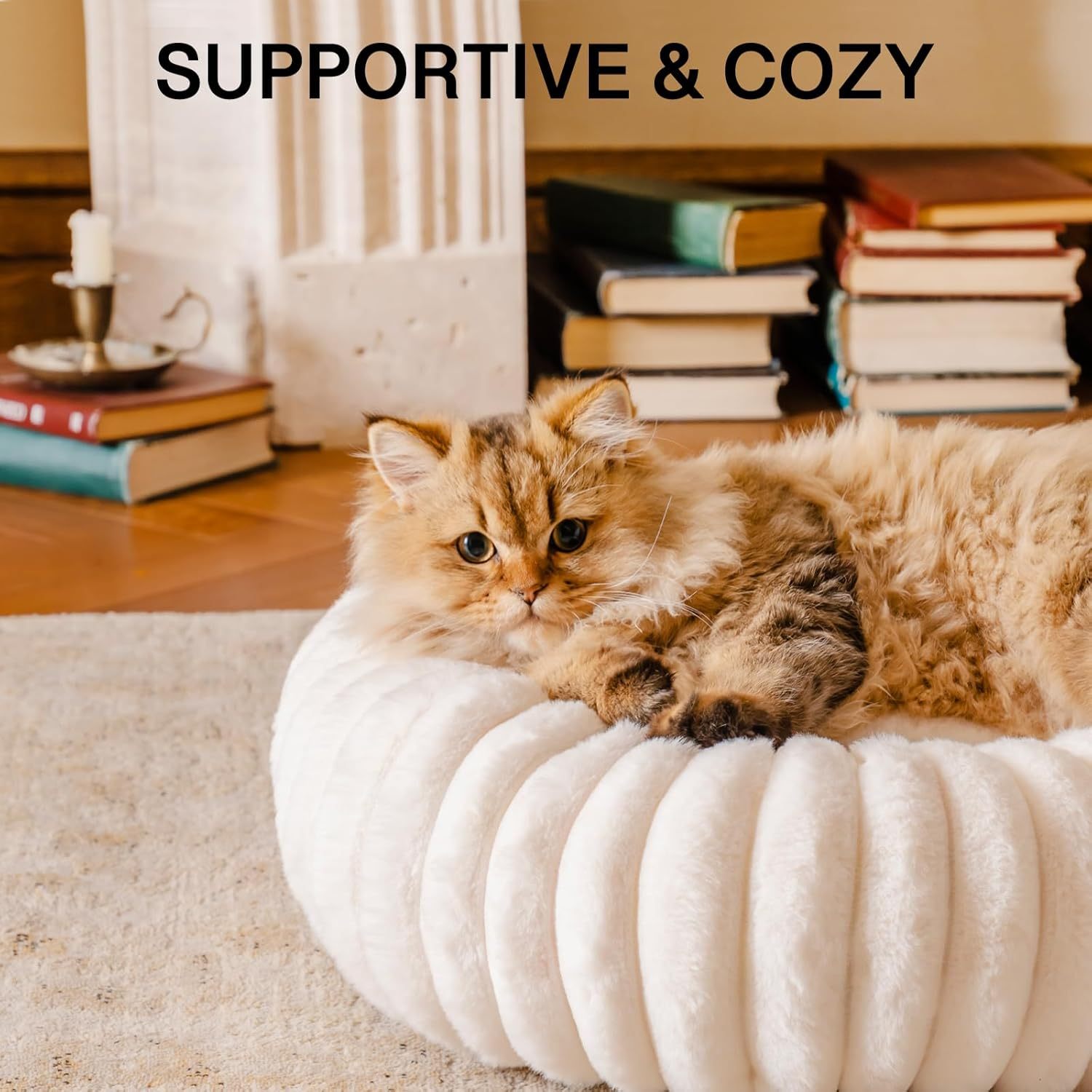 Donut Dog Bed – Calming Fluffy Round Bed for Small Dogs, Puppies & Kittens | Cat Drinking & Feeding – bed34