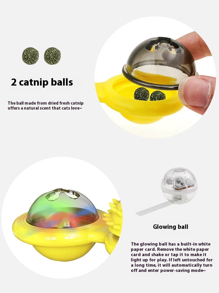 Interactive Cat Entertainment Set – Rotating Disk, Feather Teasers, Tumbler & Windmill Toy for Active Indoor Cats