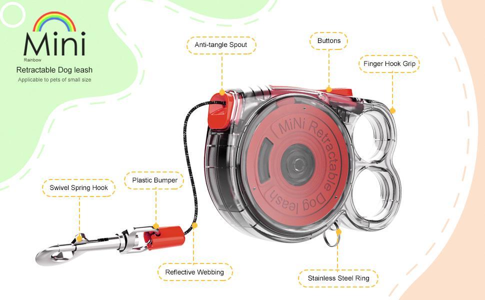 Mini Retractable Dog Leash – Lightweight & Easy-to-Use Lead for Small Pets, Outdoor Walks & Drinking & Feeding Areas COL 19