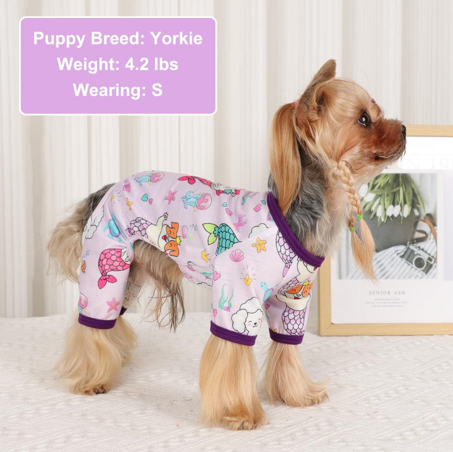 Mermaid Dog Pajamas – Soft & Stretchy Onesies for Small Dogs and Cats, Spring/Summer Pet Jammies