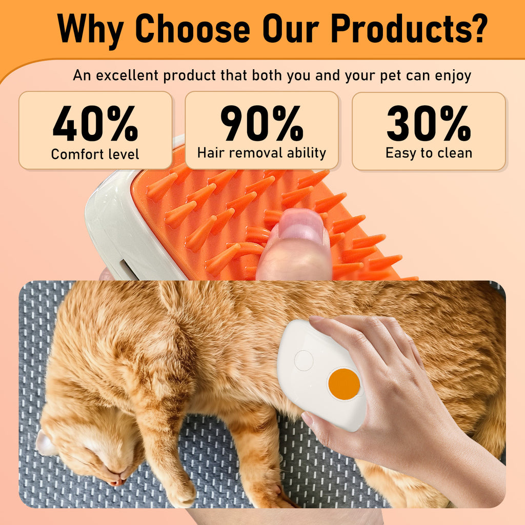 4-in-1 Cat Steam Brush – Anti-Static Mist Grooming Comb for Hair Removal and Shedding care 46