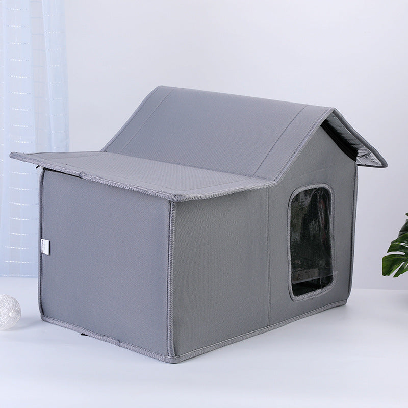 Rainproof & Windproof Portable Outdoor Cat Hutch – Durable Shelter for Cats | Cat Drinking & Feeding – bed95