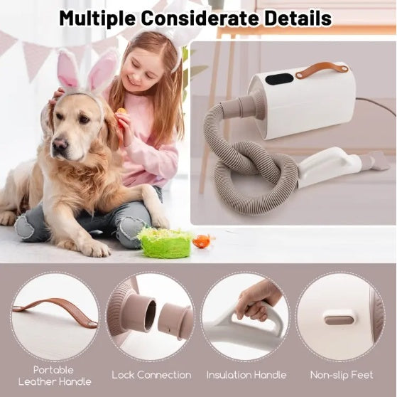 Pet Hair Blower with Negative Ion Function – Adjustable Temperature Dryer for Dogs and Cats care 25
