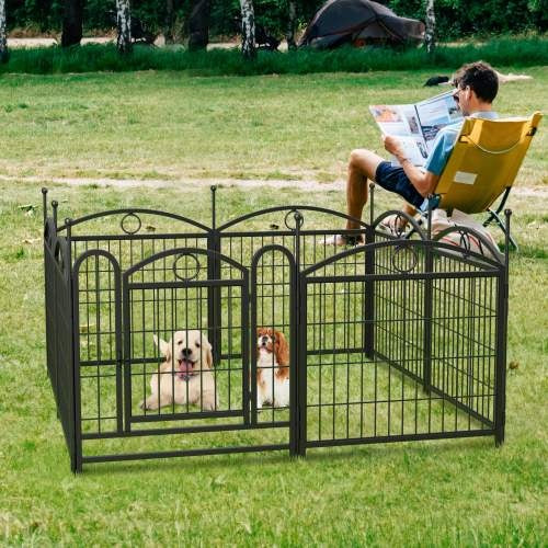 Dog Playpen Indoor 24 Inch – 8-Panel Metal Exercise Pen for Puppies and Small Dogs | Cat Drinking & Feeding – furn26
