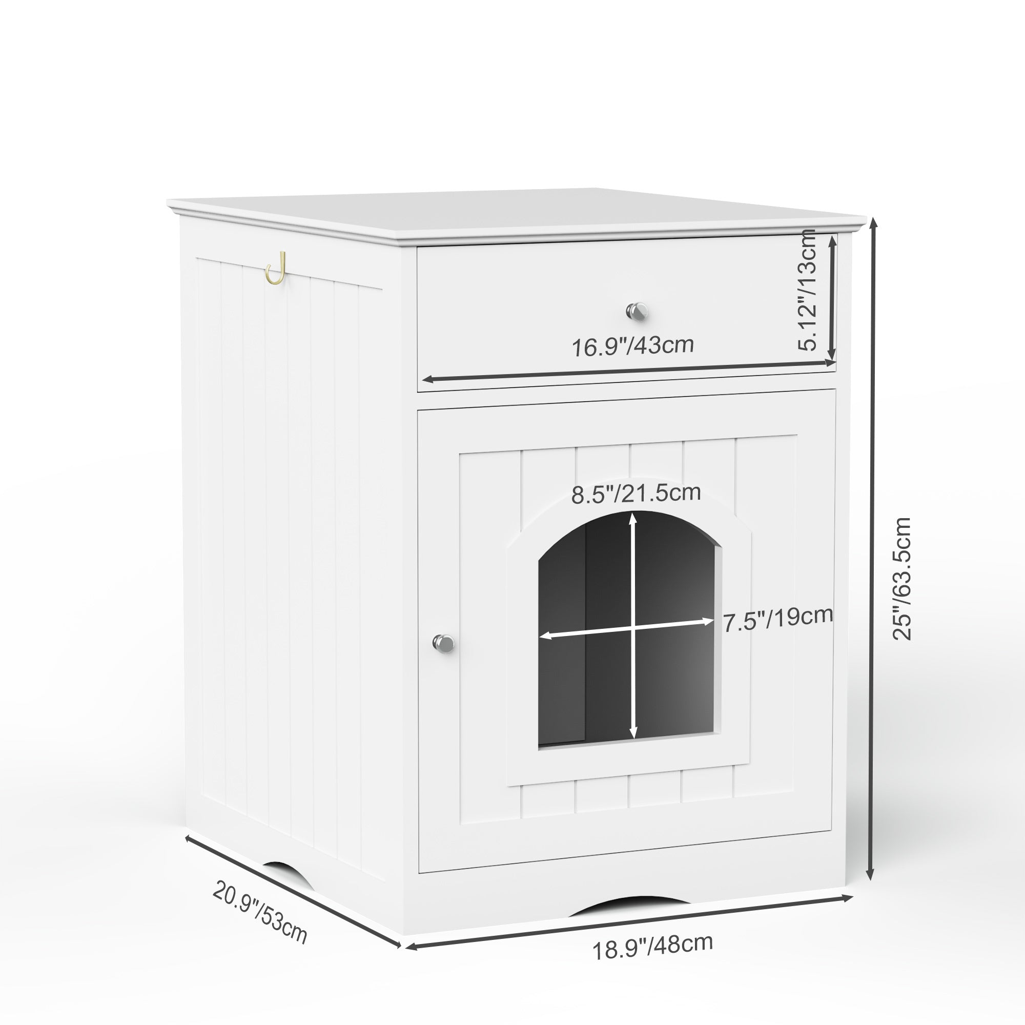 Wooden Pet House Litter Box Fence With Drawers – Enclosed Cat Toilet Cabinet with Storage & Privacy Divider | Cat Drinking & Feeding – furn13