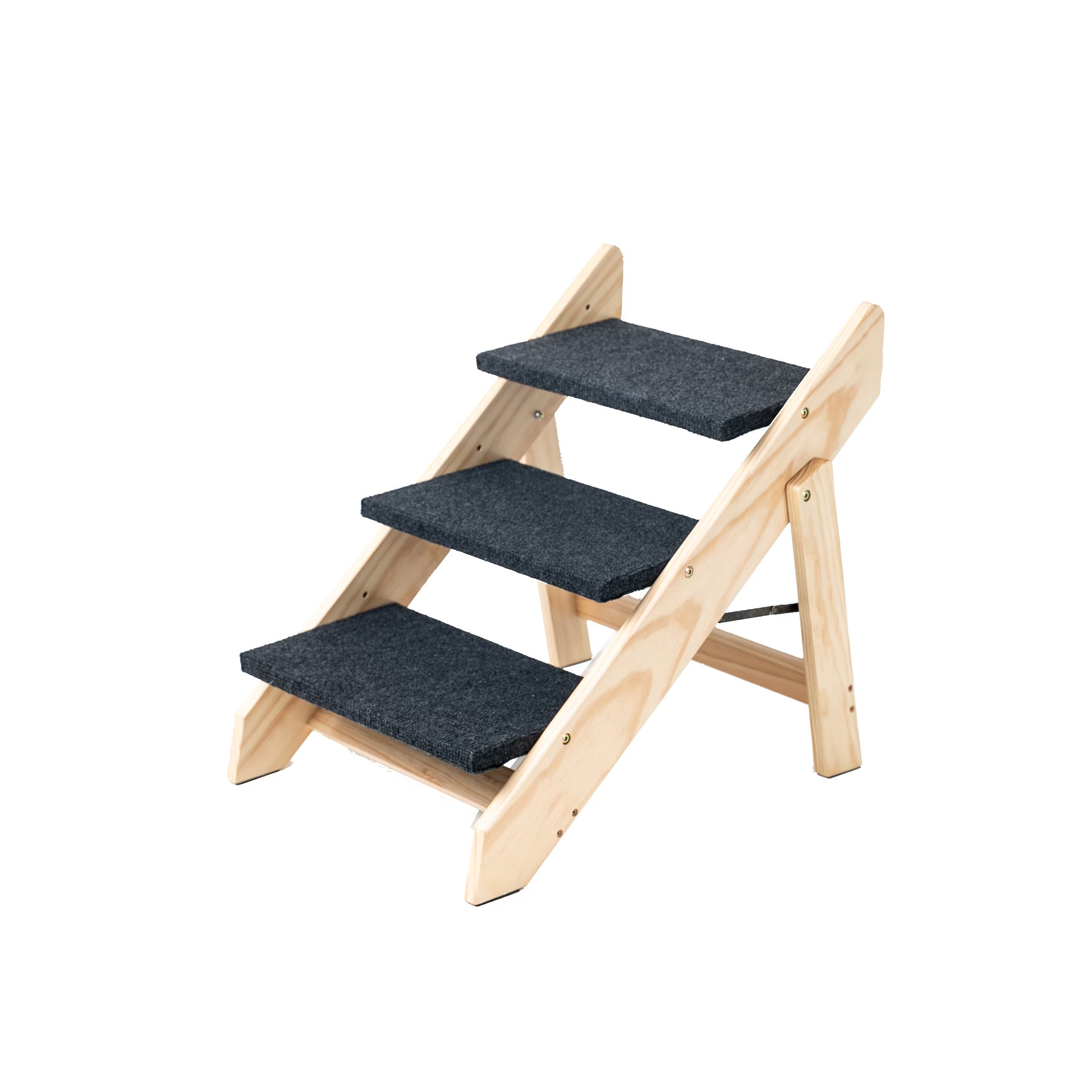 Foldable Wooden Pet Stairs – 3-Step Ladder for Dogs & Cats