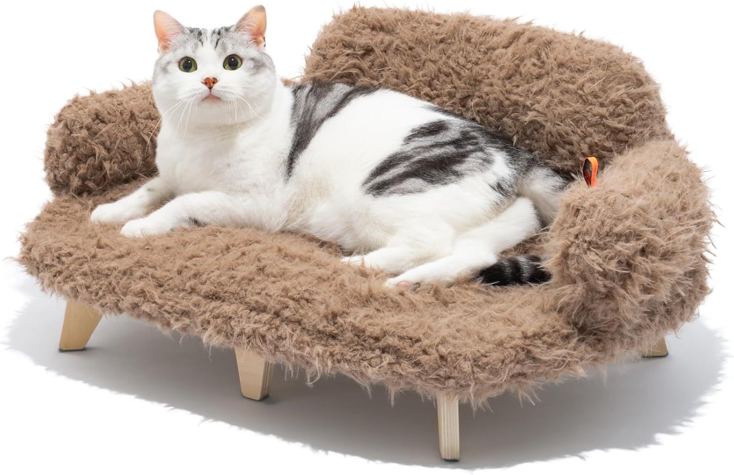 Elevated Cat Bed – 26x18.3x8.5" Wooden Pet Sofa with Washable Cover for Cats & Small Dogs | Cat Drinking & Feeding – bed58
