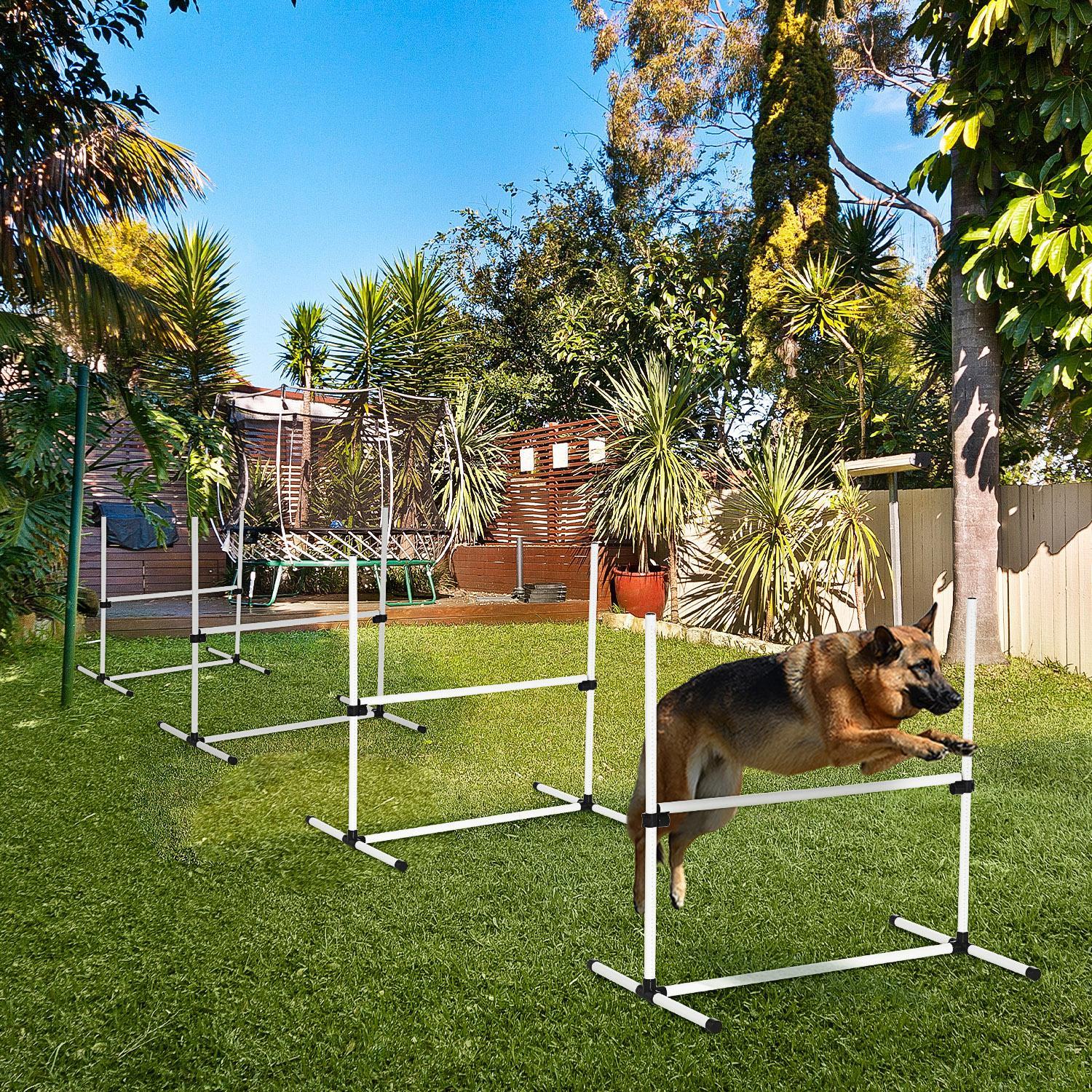4-Piece Dog Agility Training Set – Height-Adjustable Jumping Poles, Hurdles & Exercise Equipment for Small to Large Dogs