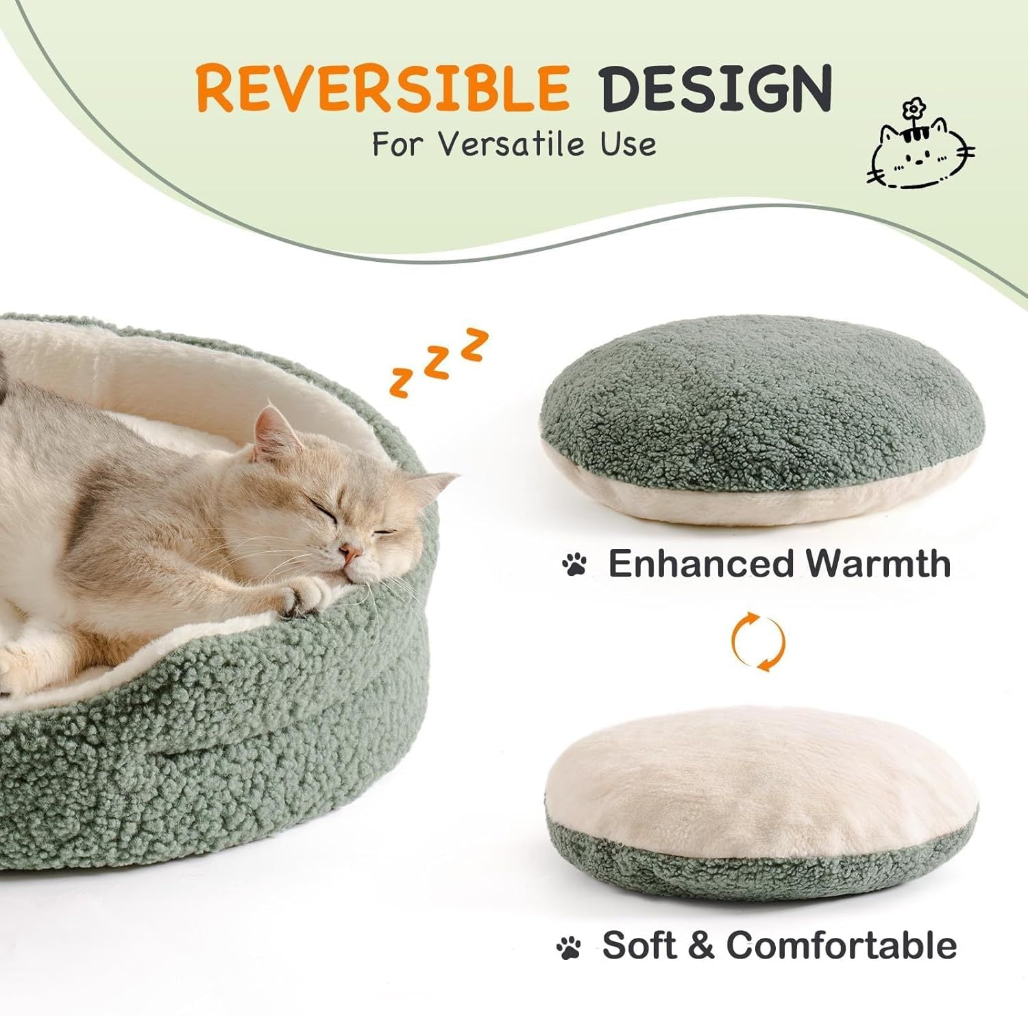 Washable Pet Bed – 23x23x7" Round Orthopedic Bed for Cats & Small Dogs | Cat Drinking & Feeding – bed39